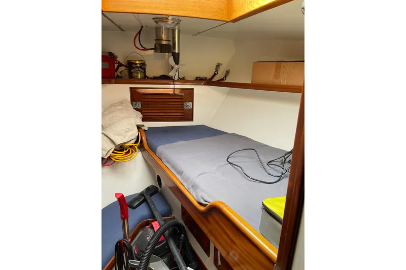 Slide: The Image of Interior cabin of 1972 Rhodes 53 Motorsailor with bed and storage. - 73