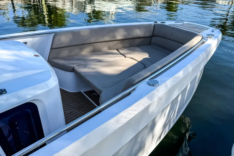 Slide: The Image of Luxurious STERK 31 boat, 2025 model, featuring comfortable seating. - 21