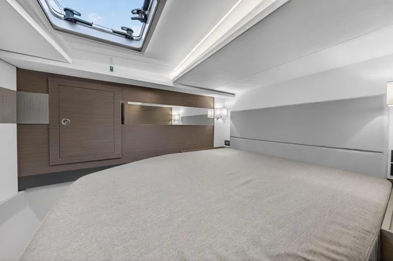 Slide: The Image of Luxurious interior cabin of 2024 Leopard 46 Powercat yacht with modern design elements. - 51