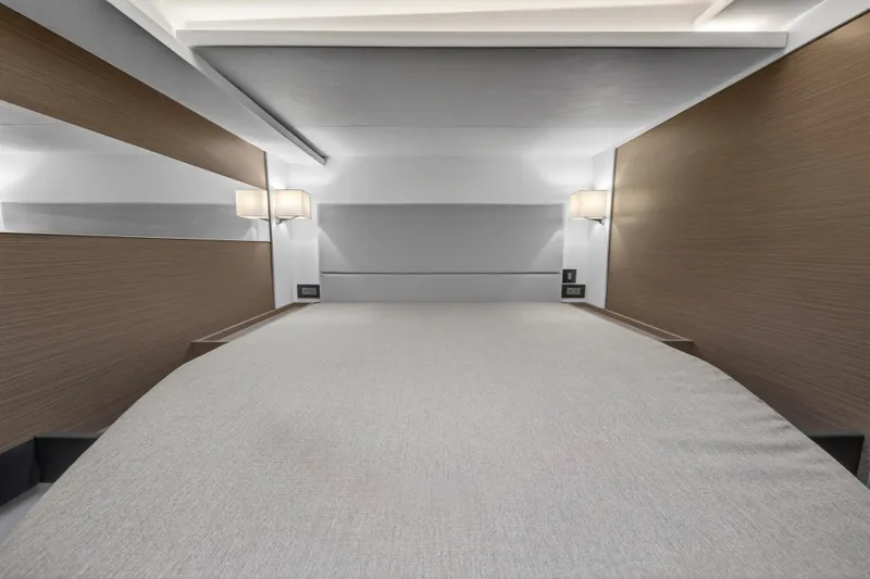 Slide: The Image of Luxurious bedroom interior of 2024 Leopard 46 Powercat yacht with modern design. - 53