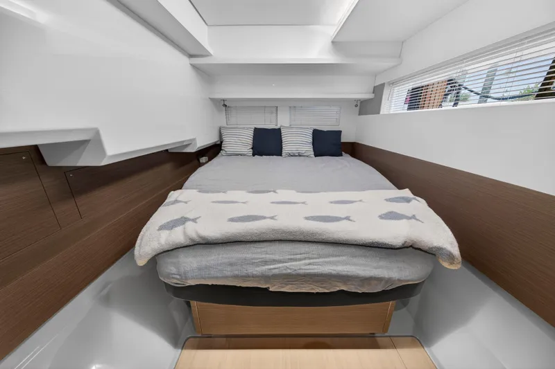 Slide: The Image of Luxurious cabin interior of 2024 Leopard 46 Powercat with cozy bed and modern design. - 57