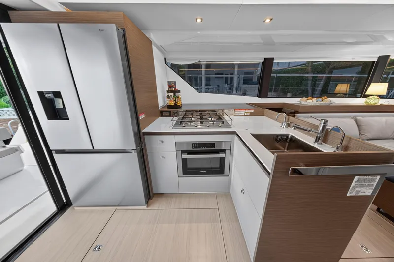 Slide: The Image of Modern kitchen interior of 2024 Leopard 46 Powercat yacht with sleek appliances. - 64