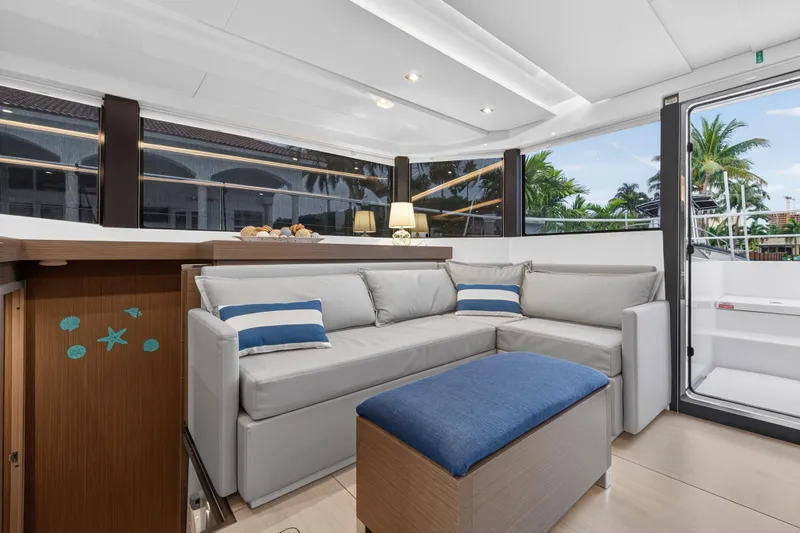 Slide: The Image of Luxurious interior of 2024 Leopard 46 Powercat yacht with modern seating and decor. - 78