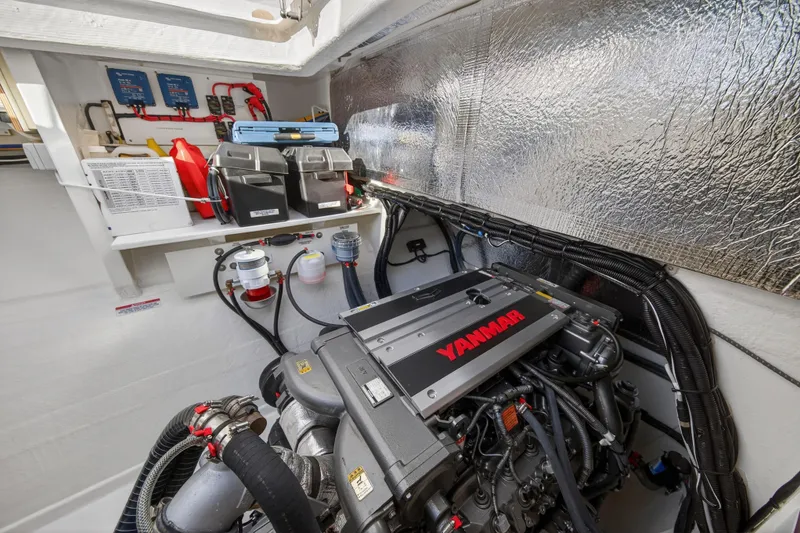 Slide: The Image of Engine room of 2024 Leopard 46 Powercat with Yanmar engine and electrical components. - 92