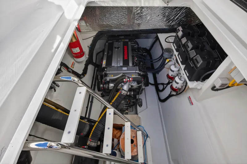 Slide: The Image of Engine room of 2024 Leopard 46 Powercat with visible machinery and equipment. - 93