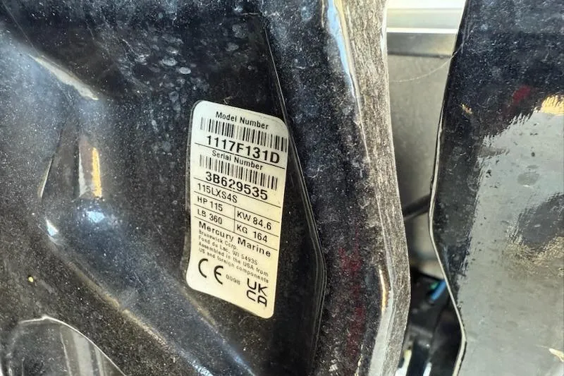 Slide: The Image of Label on 2024 Mako 18 LTS boat, displaying model and serial numbers. - 15