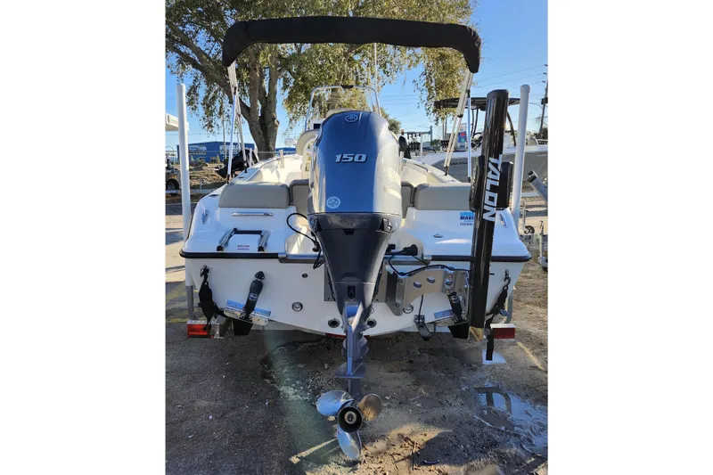 Slide: The Image of 2022 Key West 189 FS boat with Yamaha 150 engine, rear view. - 6