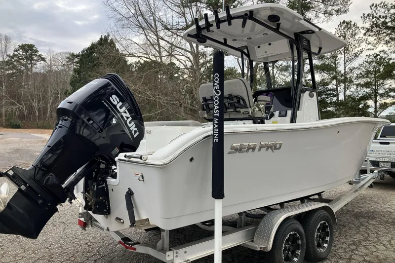 Slide: The Image of 2022 Sea Pro 239 Deep V CC boat with Suzuki outboard engine on trailer. - 6