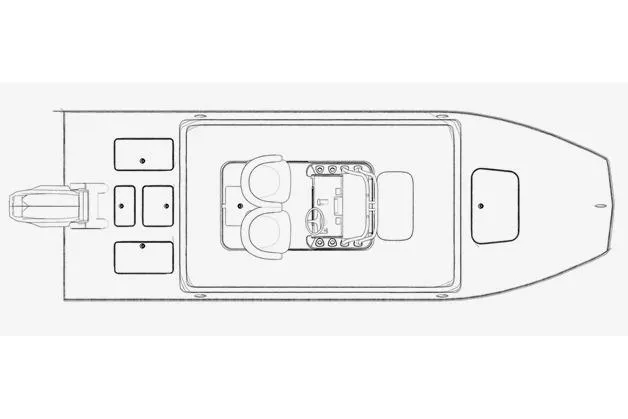 Slide: The Image of Manufacturer Provided Image: Top view schematic of a 2026 SCB R24 boat layout, featuring seating and storage areas. - 9