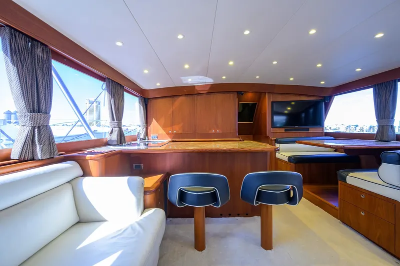 Slide: The Image of Luxurious 1987 Merritt Boat Works Sport Fisherman interior with elegant seating and wood finishes. - 27