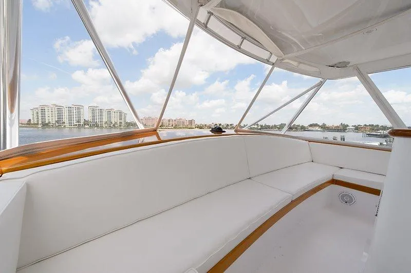 Slide: The Image of Luxurious interior of a 1987 Custom Carolina Merritt yacht with harbor view. - 19