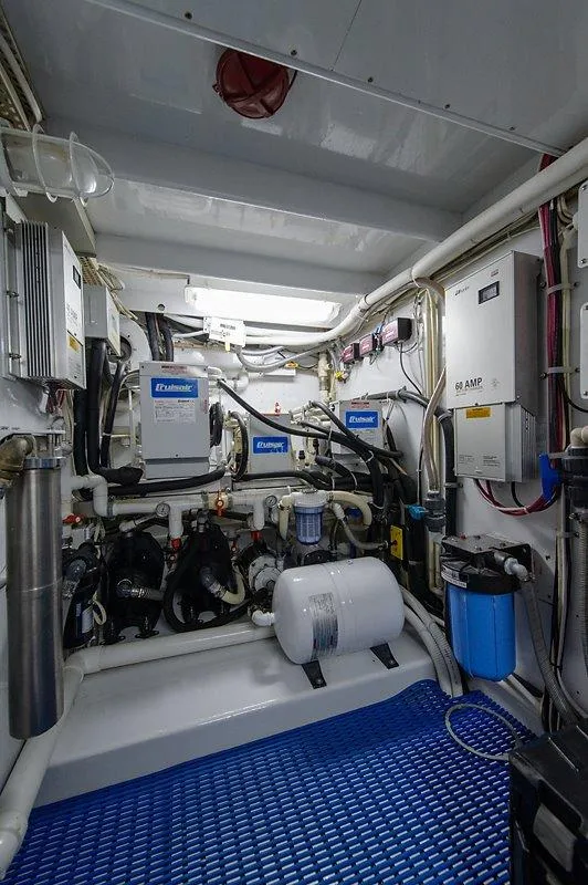 Slide: The Image of Engine room of a 1987 Custom Carolina Merritt Boatworks yacht. - 46