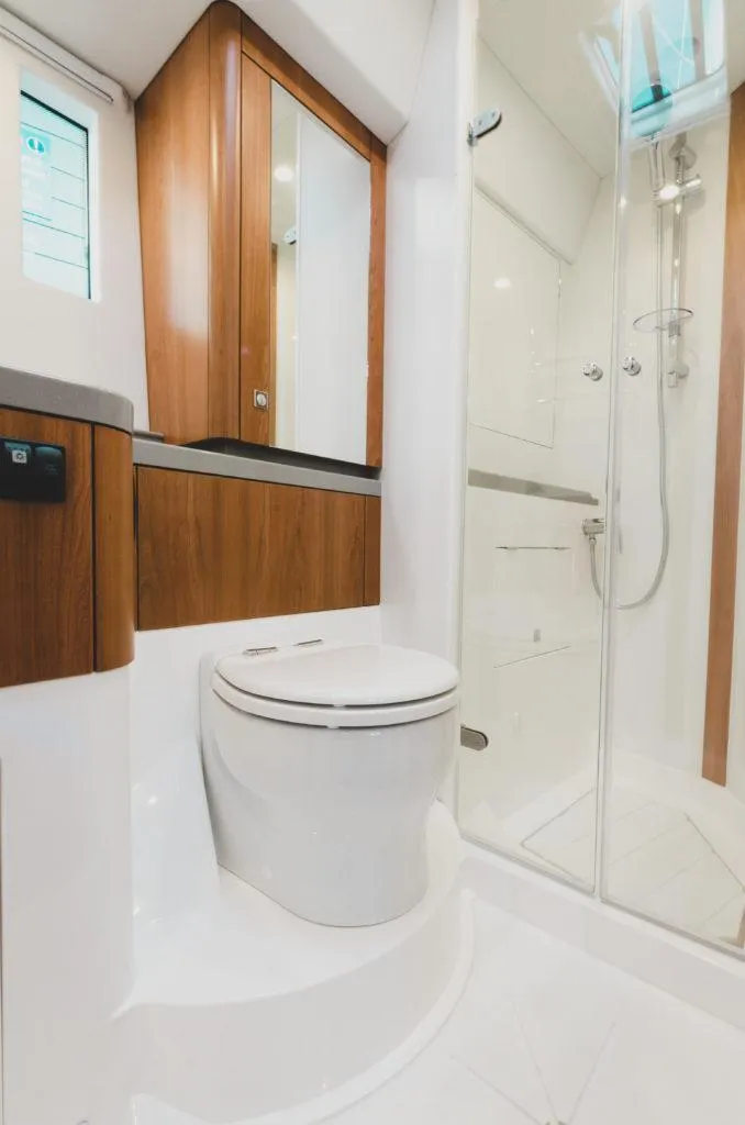 Slide: The Image of Modern bathroom in 2025 Southerly 480 yacht with shower and toilet. - 27