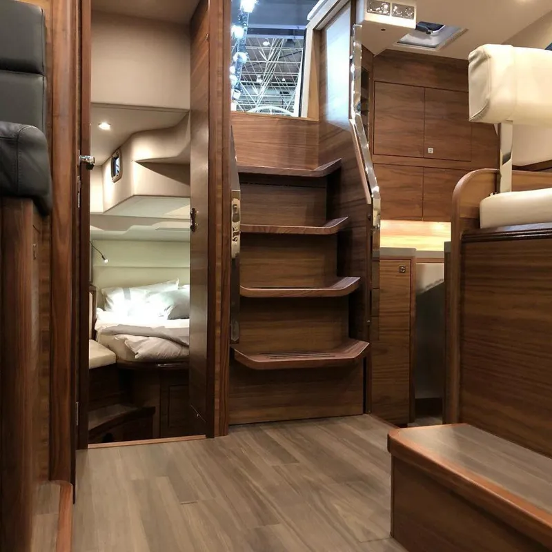 Slide: The Image of Luxurious interior of 2025 Southerly 480 yacht with wooden finishes and cozy cabin. - 42