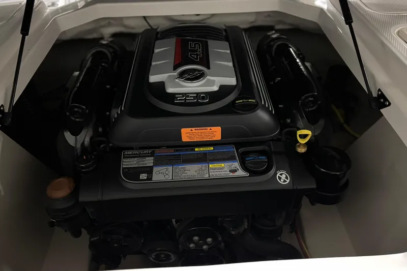 Slide: The Image of 2026 Chaparral 21 SSi boat engine, featuring a powerful Mercury 4.5L 250 horsepower motor. - 12