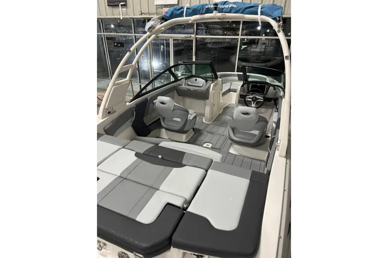Slide: The Image of 2026 Chaparral 21 SSi boat interior with modern seating and sleek design. - 7