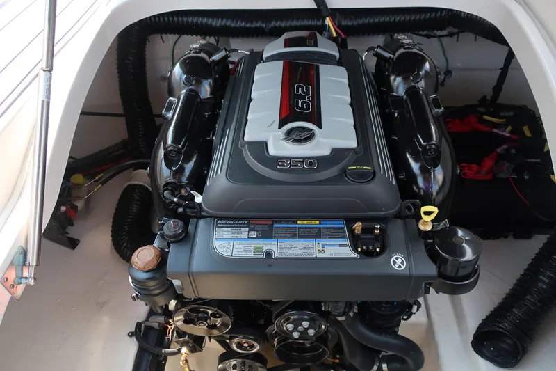 Slide: The Image of 2021 Chaparral 267 SSX boat engine, featuring a powerful Mercury 6.2L 350 HP motor. - 19