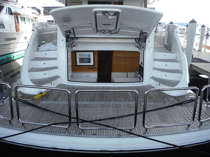 Slide: The Image of Luxurious 2015 Horizon E88 yacht interior with elegant bedroom and modern furnishings. - 13