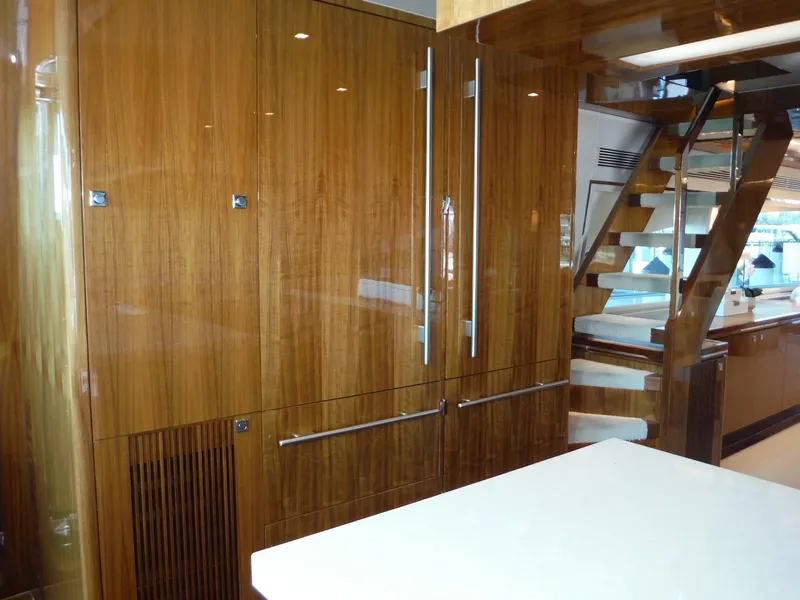 Slide: The Image of Engine room of 2015 Horizon E88 yacht with CAT machinery and fire safety equipment. - 30