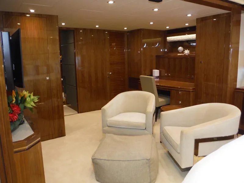 Slide: The Image of Modern shower with mosaic tile wall and sleek fixtures on Horizon E88 yacht, 2015 model. - 38