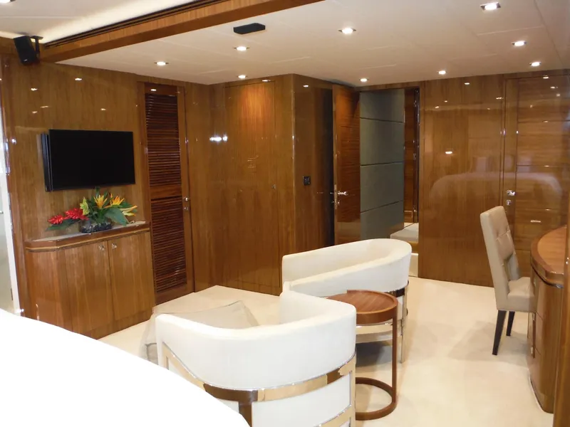 Slide: The Image of Luxurious interior of 2015 Horizon E88 yacht with TV and ensuite bathroom. - 39