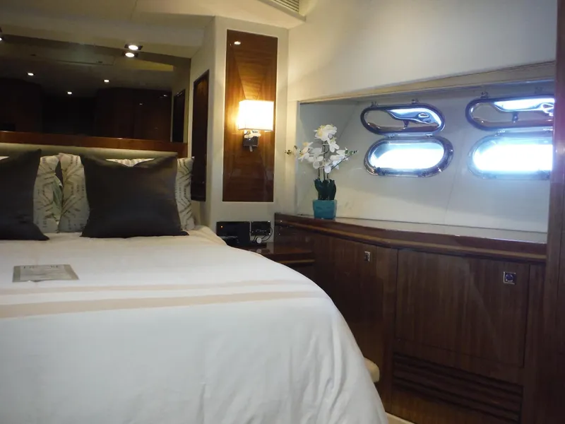 Slide: The Image of Luxurious interior of 2015 Horizon E88 yacht with elegant dining area and ocean views. - 52