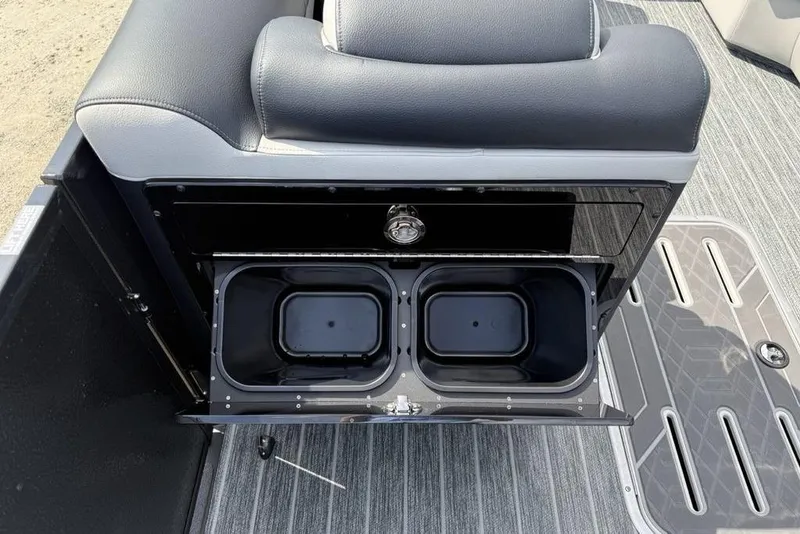 Slide: The Image of 2026 Premier 230 Intrigue RF boat seat with integrated storage compartment. - 18