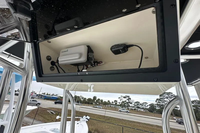 Slide: The Image of 2026 Bulls Bay 2200 XS boat with Garmin electronics installed under the console. - 5