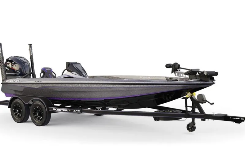 The Image of 2026 Skeeter ZXE21 bass boat on trailer, featuring sleek design and modern equipment. - 1