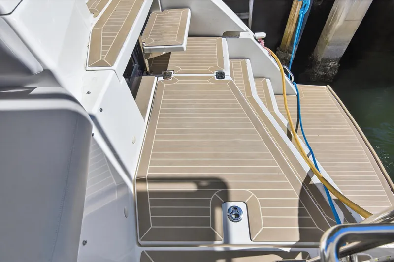 Slide: The Image of Leopard 50 yacht deck, 2021 model, featuring sleek design and modern fittings. - 109