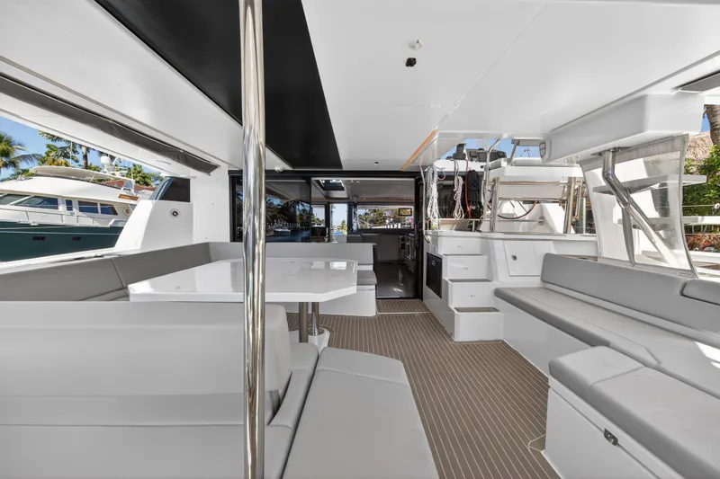 Slide: The Image of Modern interior of 2021 Leopard 50 yacht with spacious seating and sleek design. - 8