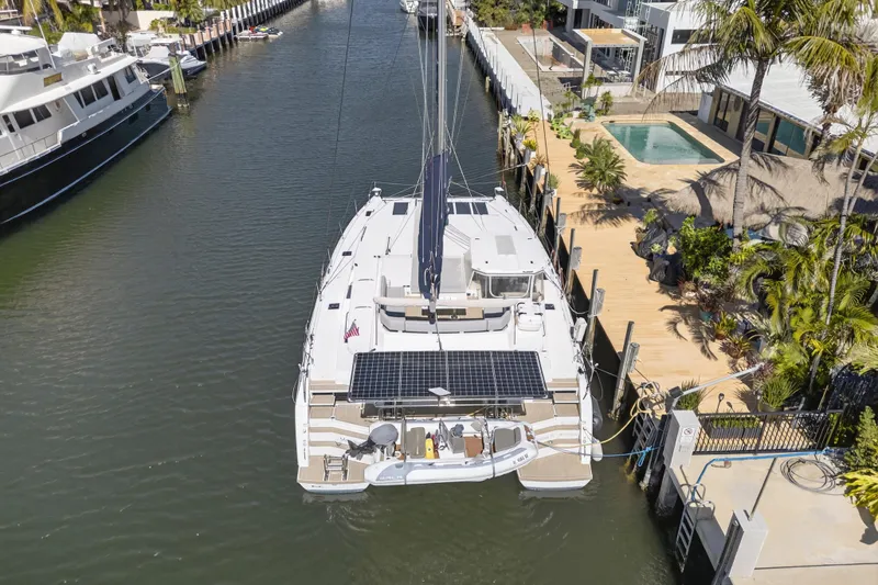 Slide: The Image of Modern bathroom interior on a 2022 Leopard 50 yacht, featuring sleek design and fixtures. - 122