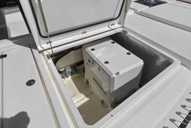 Slide: The Image of Open compartment on Leopard 50 yacht, showcasing internal equipment, 2022 model. - 141