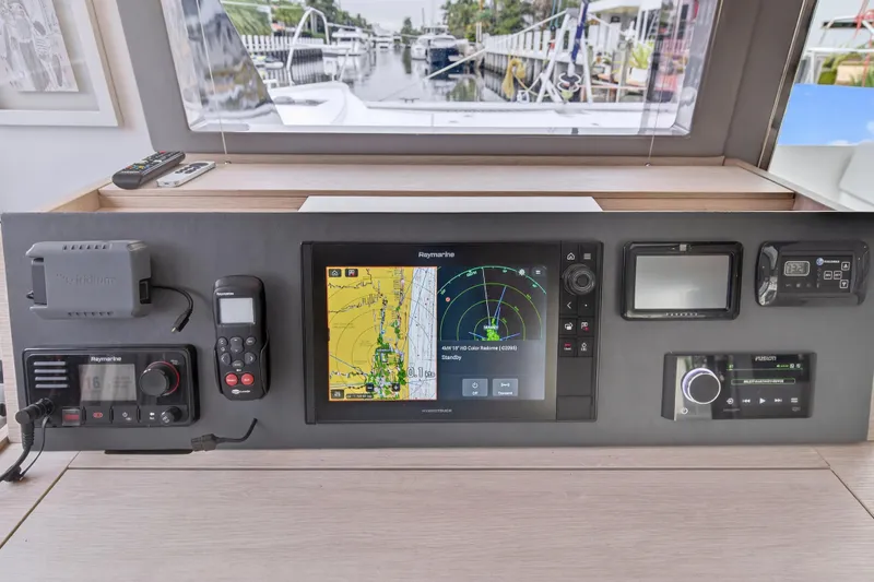 Slide: The Image of Modern interior of 2022 Leopard 50 yacht with sleek wood cabinetry and minimalist design. - 98