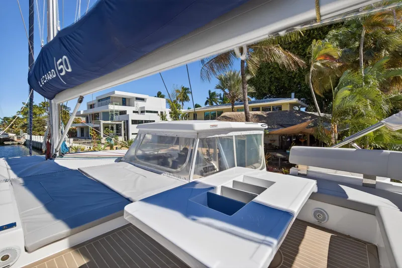 Slide: The Image of Modern interior cabin of 2022 Leopard 50 yacht with sleek design and skylights. - 99