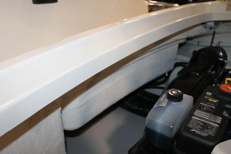 Slide: The Image of Engine compartment of 2026 Chris-Craft Launch 28 GT boat, showcasing mechanical components. - 45