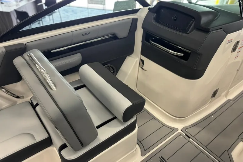 Slide: The Image of Interior of 2026 Chaparral SSX 4 boat with sleek seating and modern design. - 37