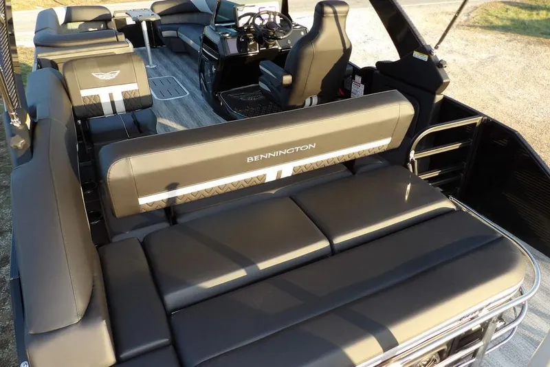 Slide: The Image of 2026 Bennington M Swingback 26 MSB pontoon boat interior with luxurious seating and modern design. - 44