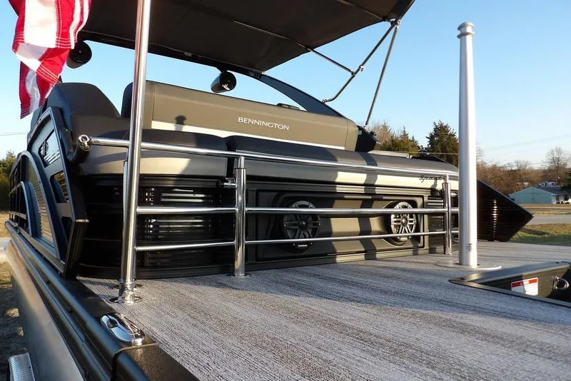 Slide: The Image of 2026 Bennington M Swingback 26 MSB pontoon boat with sleek design and modern features. - 46