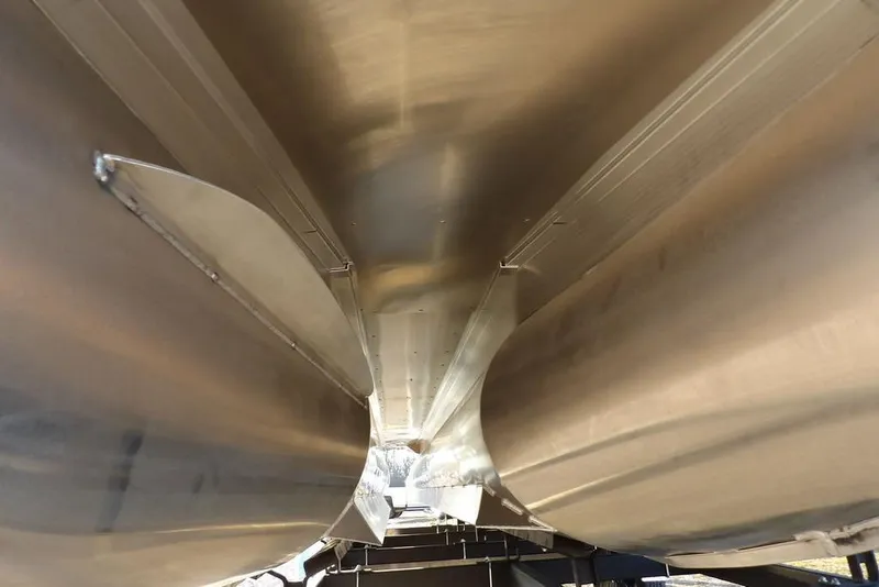 Slide: The Image of Underneath view of 2026 Bennington M Swingback 26 MSB pontoon boat hull. - 56