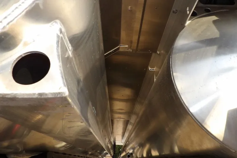 Slide: The Image of Close-up of the 2026 Bennington M Swingback 26 MSB pontoon structure. - 57