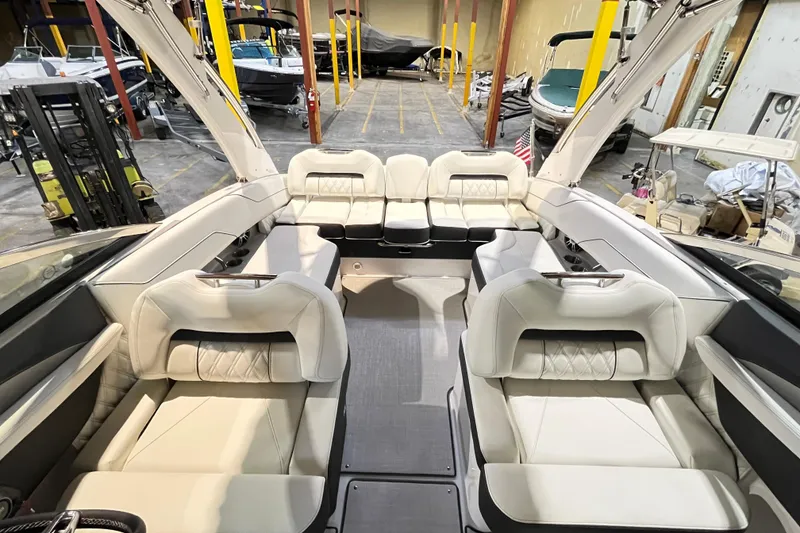 Slide: The Image of Luxurious interior of 2025 Regal LS4 boat with spacious seating and elegant design. - 5