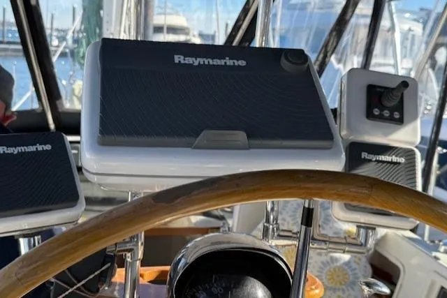 Slide: The Image of Cockpit of 2002 Hylas 46 yacht with Raymarine navigation equipment. - 17