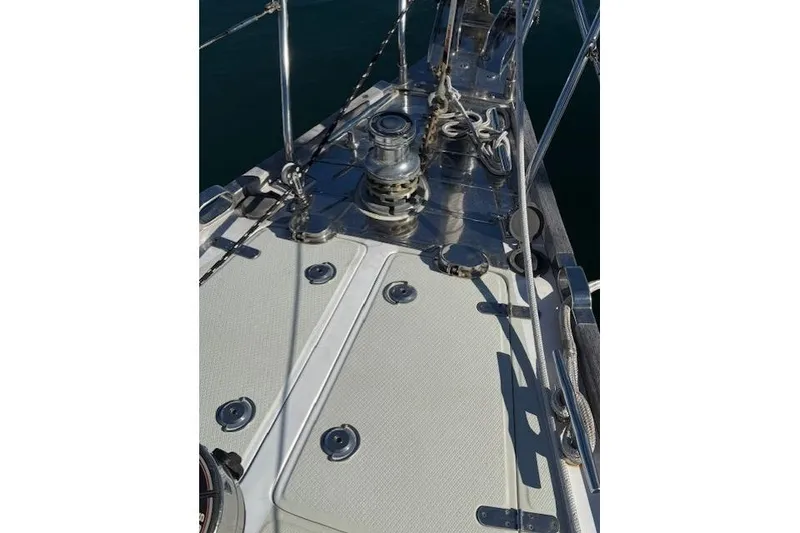 Slide: The Image of Deck of 2002 Hylas 46 sailboat with winch and rigging details. - 8