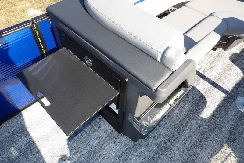 Slide: The Image of 2026 Bennington M Quad Bench 22 MFB with pull-out tray and cushioned seating. - 16