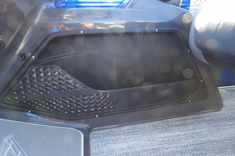 Slide: The Image of Interior detail of 2026 Bennington M Quad Bench 22 MFB with textured panel design. - 25