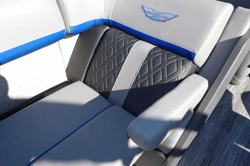 Slide: The Image of 2026 Bennington M Quad Bench 22 MFB with stylish gray and blue seating design. - 33