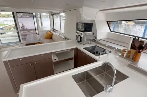 Slide: The Image of Modern kitchen interior of 2021 Bali 5.4 yacht with sleek countertops and appliances. - 6