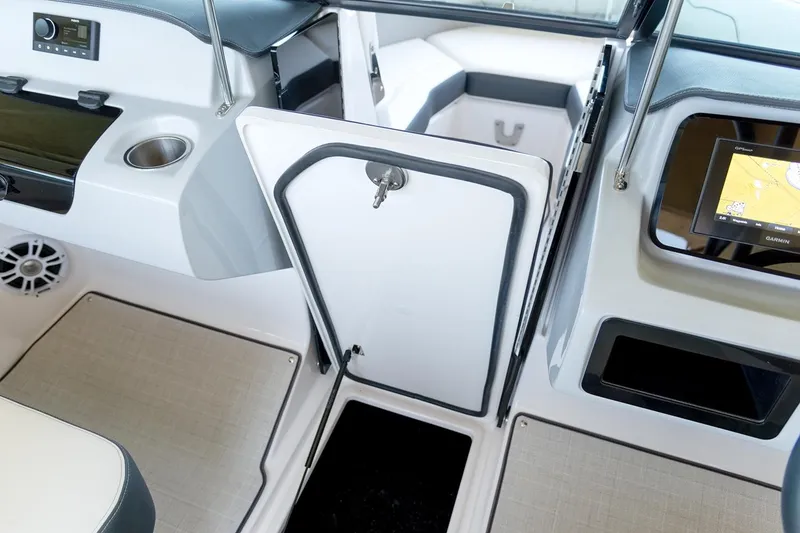 Slide: The Image of Manufacturer Provided Image: Luxurious 2026 Regal LX2 boat seat with integrated storage compartment. - 8