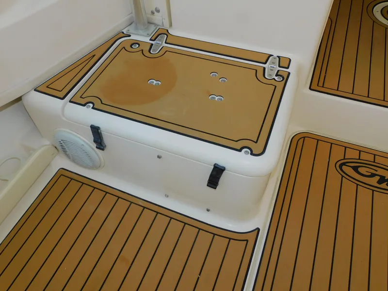 Slide: The Image of Grady-White Gulfstream 232 boat deck, 2012 model, with wood finish. - 12